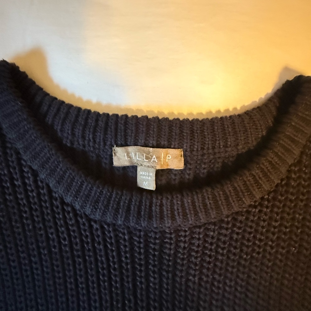 Lila P Knit Top with Eyelet Sleeves